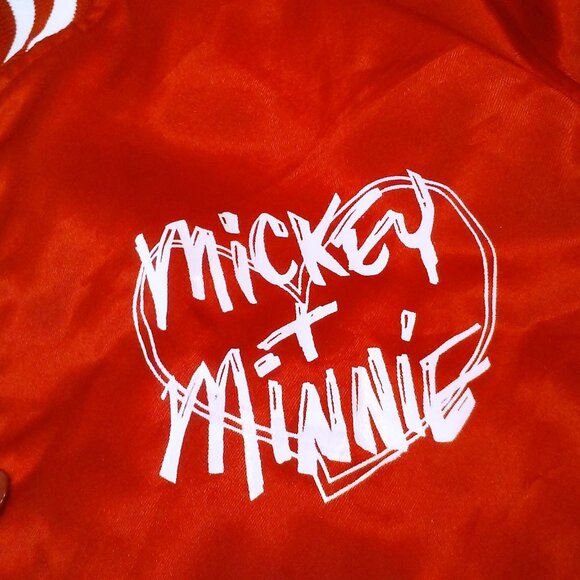 Vintage 80s Nasco Bomber Jacket Youth(10/12) Walt Disney Mickey Minnie Red Satin - Picture 8 of 16